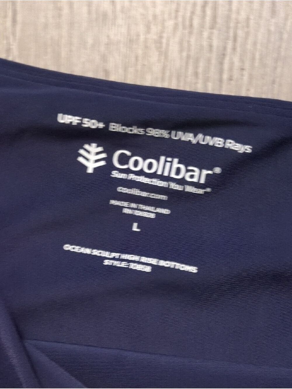Coolibar Ocean Sculpt High Rise Bottoms Navy Aqua Size Large - Picture 5 of 7